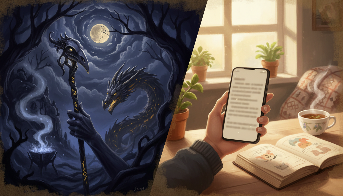 Смартфон с открытой электронной книгой рядом с бумажной книгой и чашкой чая на светлом столе